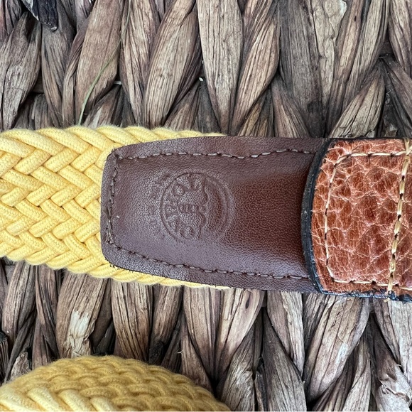 Torino Luxury Woven Leather Belt - Italian Cotton Elastic Belt - Yellow - 36 - Picture 4 of 8